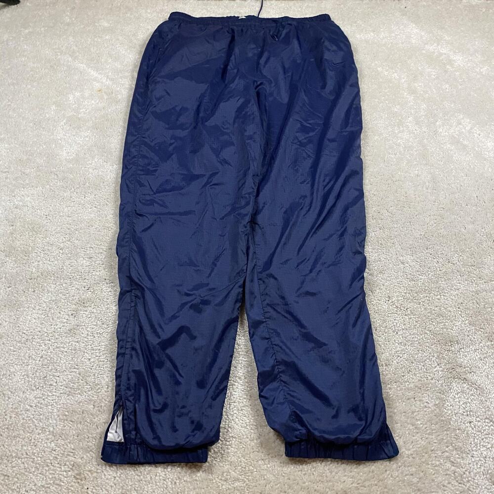 VTG Nike Pants Mens XL Blue Nylon Track Pants Lined Elastic Swoosh Swishy